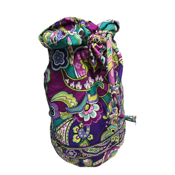 Vera Bradley Paisley Print Drawstring Cosmetic Makeup Bag Travel Pouch curlers - Picture 3 of 5
